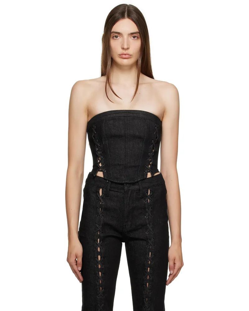 ksubi Black Laced Denim Corset Black