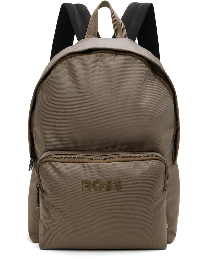 HUGO BOSS Khaki Contrast Logo Backpack 376-open
