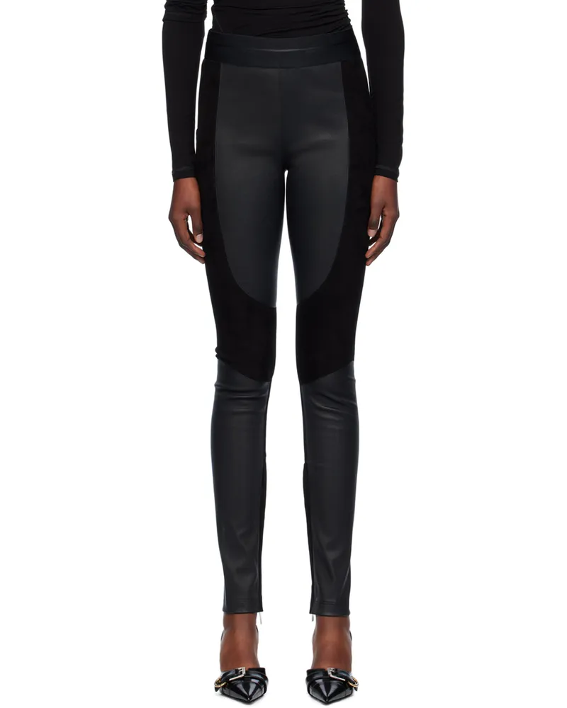 Helmut Lang Black Racer Leather Leggings Black