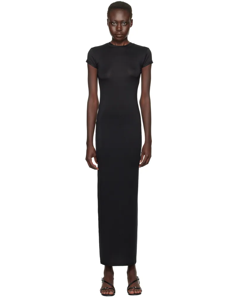CDLP Black Lightweight Short Sleeve Midi Dress Black