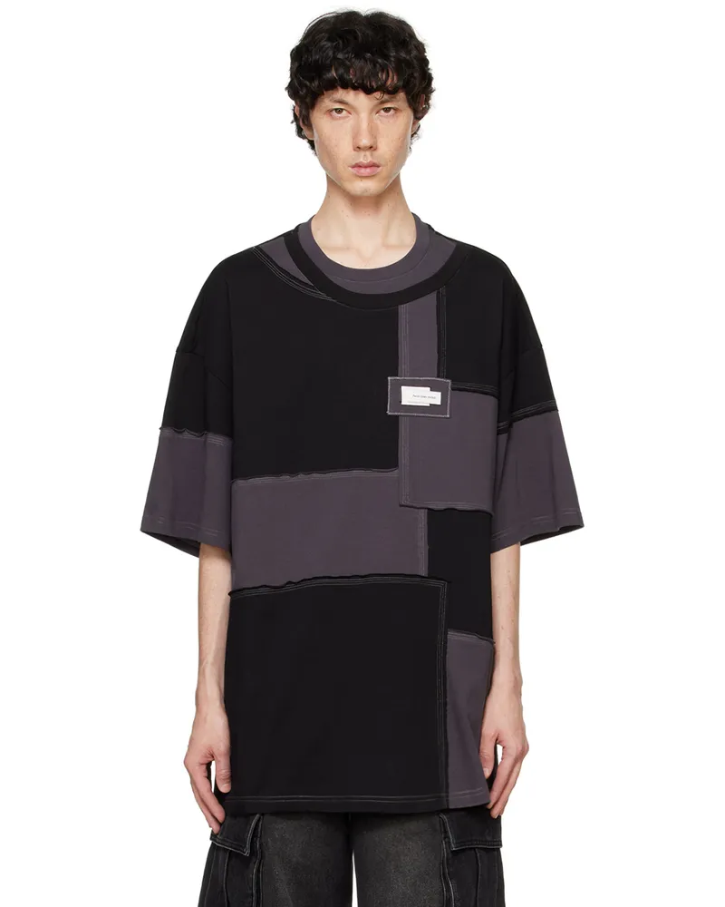 Feng Chen Wang Black & Gray Patchwork T-shirt Black
