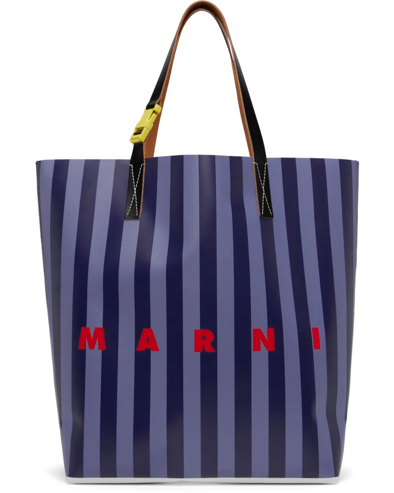 Marni Blue Striped Tribeca Shopping Tote Zo886opal