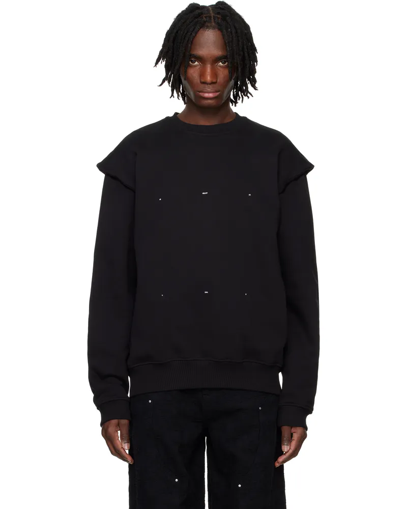 Heliot Emil Black Outline Logo Sweatshirt Black