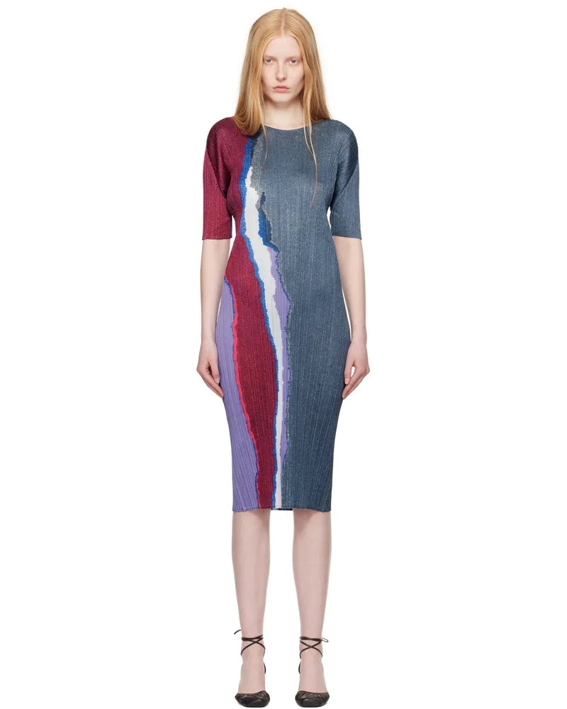 Issey Miyake Blue Grainy Colors Midi Dress 19