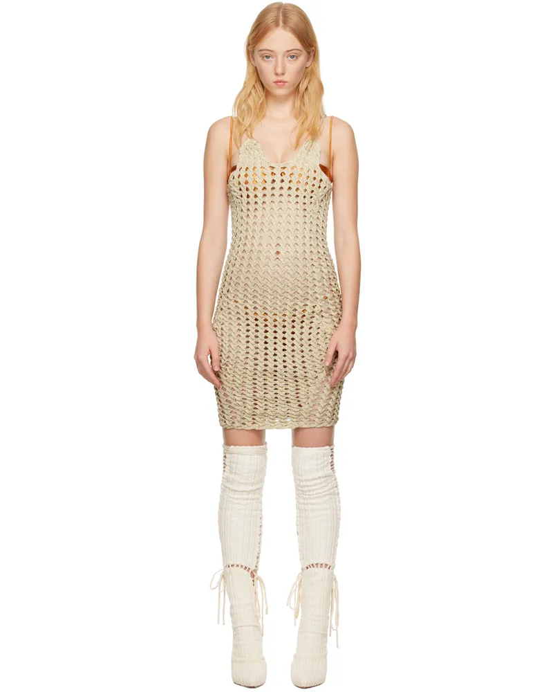 Isa Boulder SSENSE Exclusive Taupe Minicable Reversible Midi Dress Gradiation