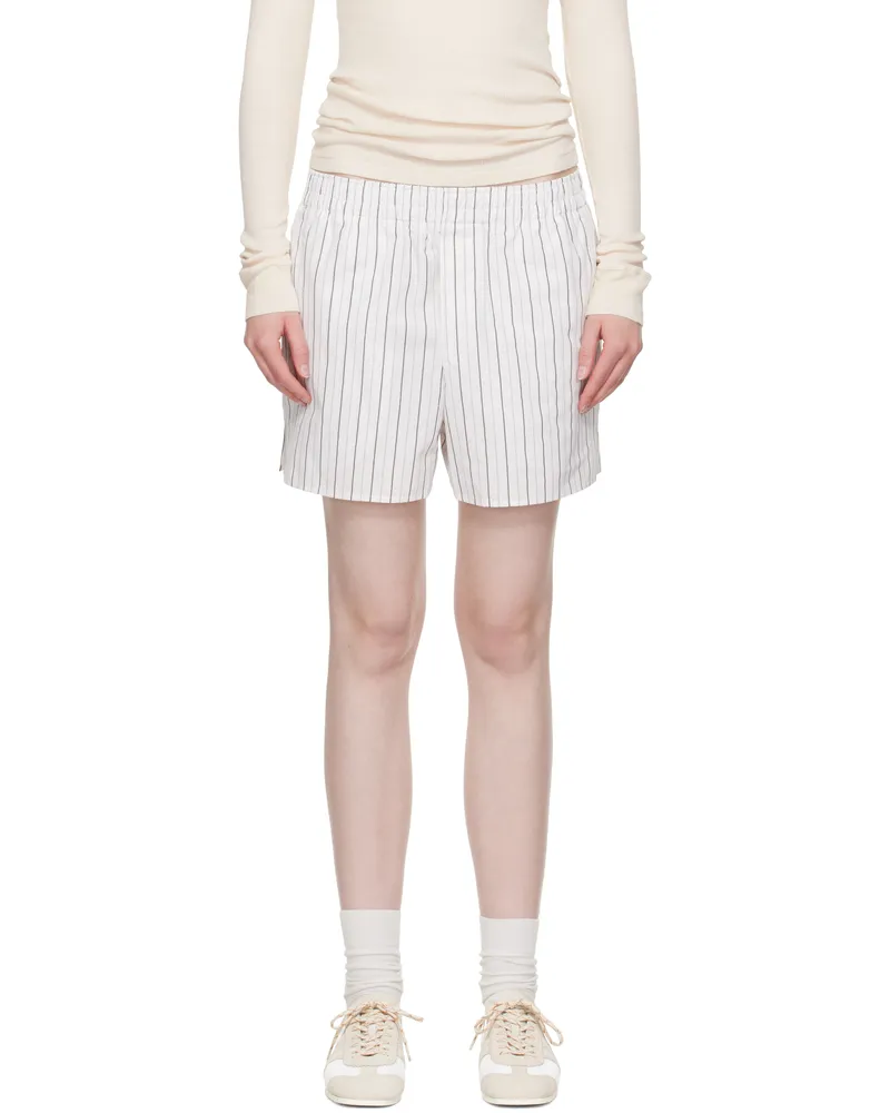 AMI Paris White Cotton Elasticated Shorts Off-white