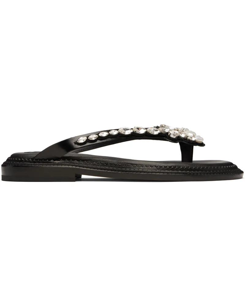 Simone Rocha Black Embellished Flower Flip-Flops Black