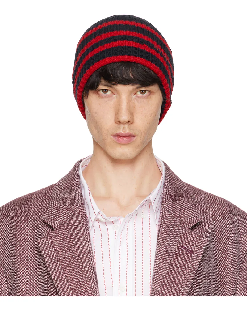 Marni Navy Striped Beanie Rgb94