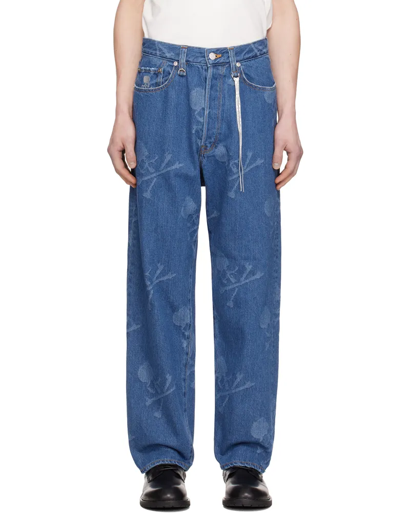 Mastermind World Blue Monogram Straight Denim Jeans Indigo