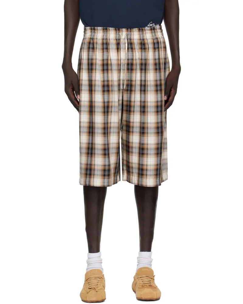 Acne Studios Beige & Black Check Shorts Ag0