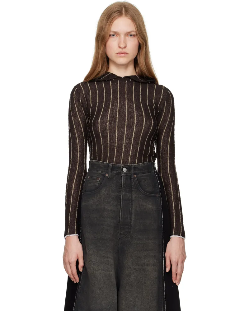 Maison Margiela Brown Pinstripes Underpinning Hoodie 961