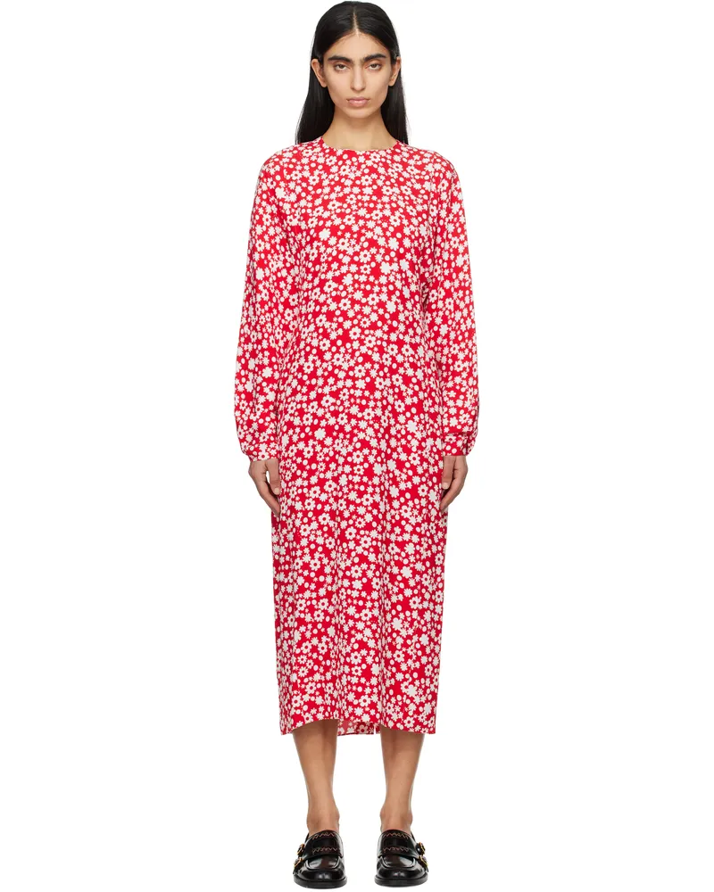 Marni Red Pop Fields Midi Dress Pfr63