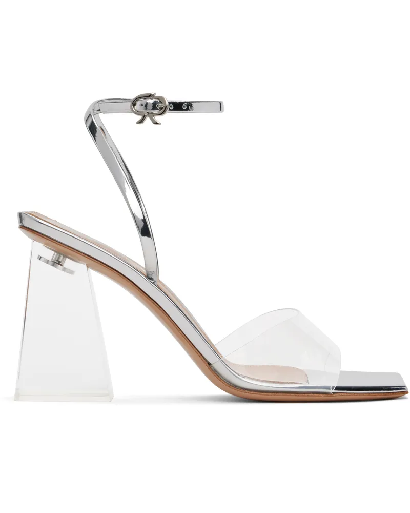 Gianvito Rossi Silver Cosmic 85 Heeled Sandals Trasp+silver