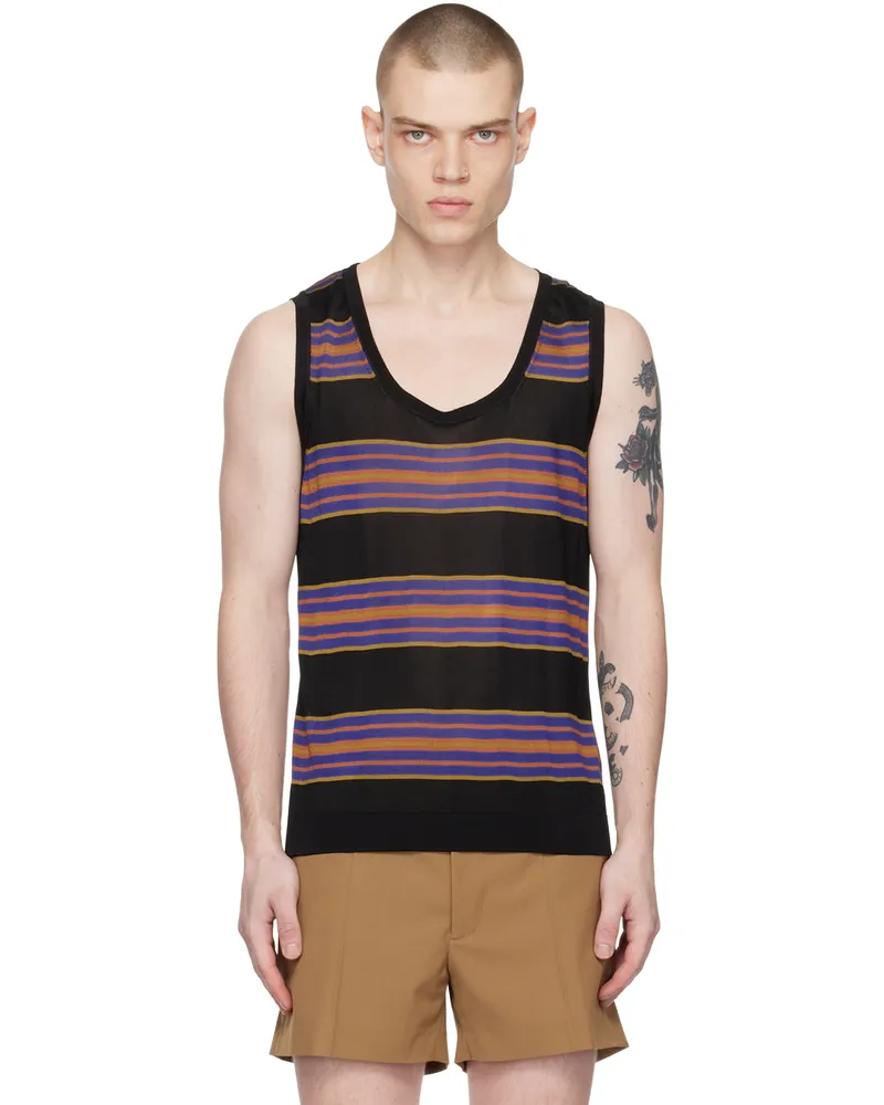 Dries van Noten Black Striped Tank Top 900