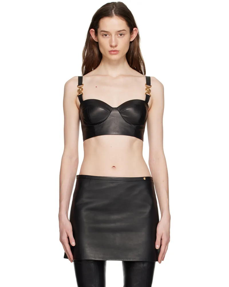 Versace Black Medusa Leather Bra 1b000