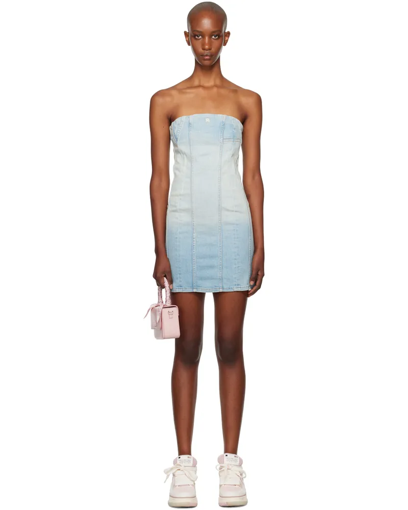 Amiri Blue MA Bustier Denim Minidress Light