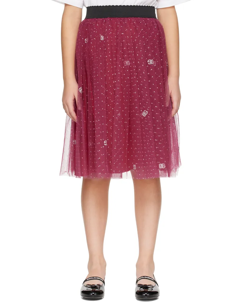 Dolce & Gabbana Kids Purple Glittery-Print Tulle Skirt Hp9e1