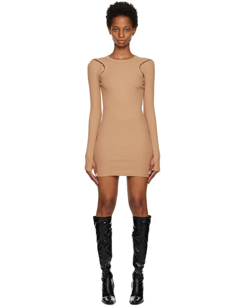 Dion Lee Tan Hook & Eye Minidress Camel