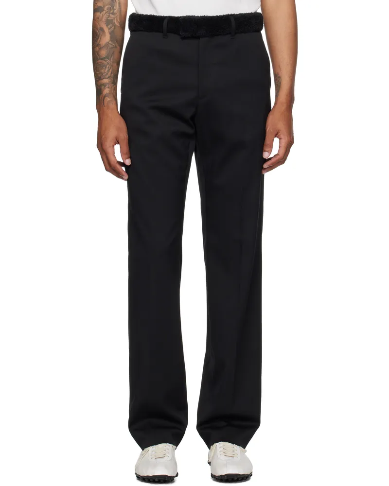 Maison Margiela Black Fleece Trim Trousers 900