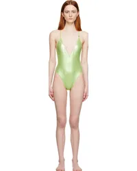 ATTICO Green V-Neck One-Piece Swimsuit Mint