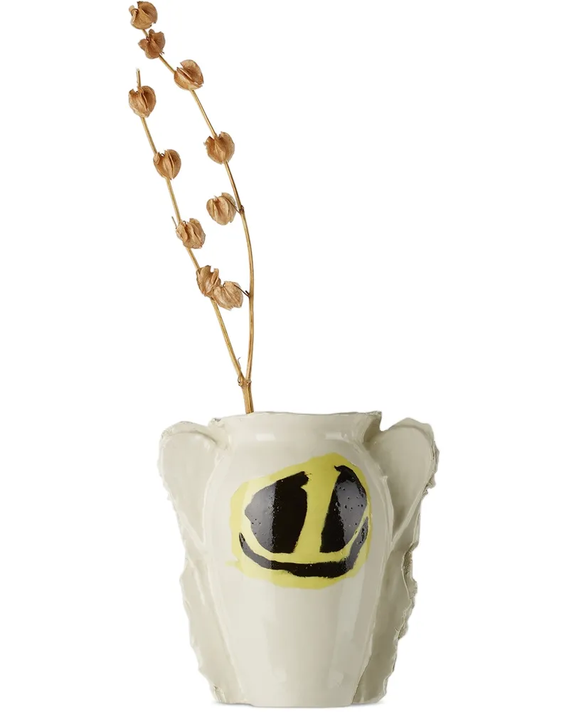 DUM KERAMIK Off-White One Smiley Face Vase Yellow