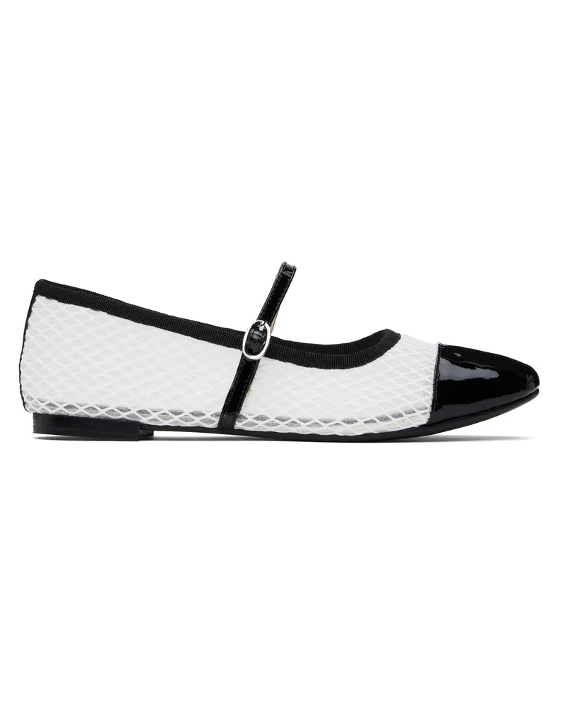 Repetto White & Black Georgiana Mesh Mary-Jane Ballerina Flats 784