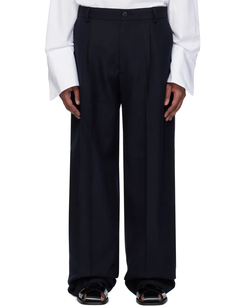Dries van Noten Navy Wool Serge Trousers 509