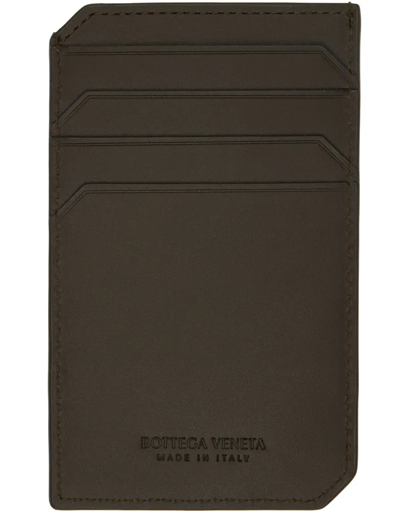 Bottega Veneta Khaki Intrecciato Piccolo Vertical Card Holder 3347