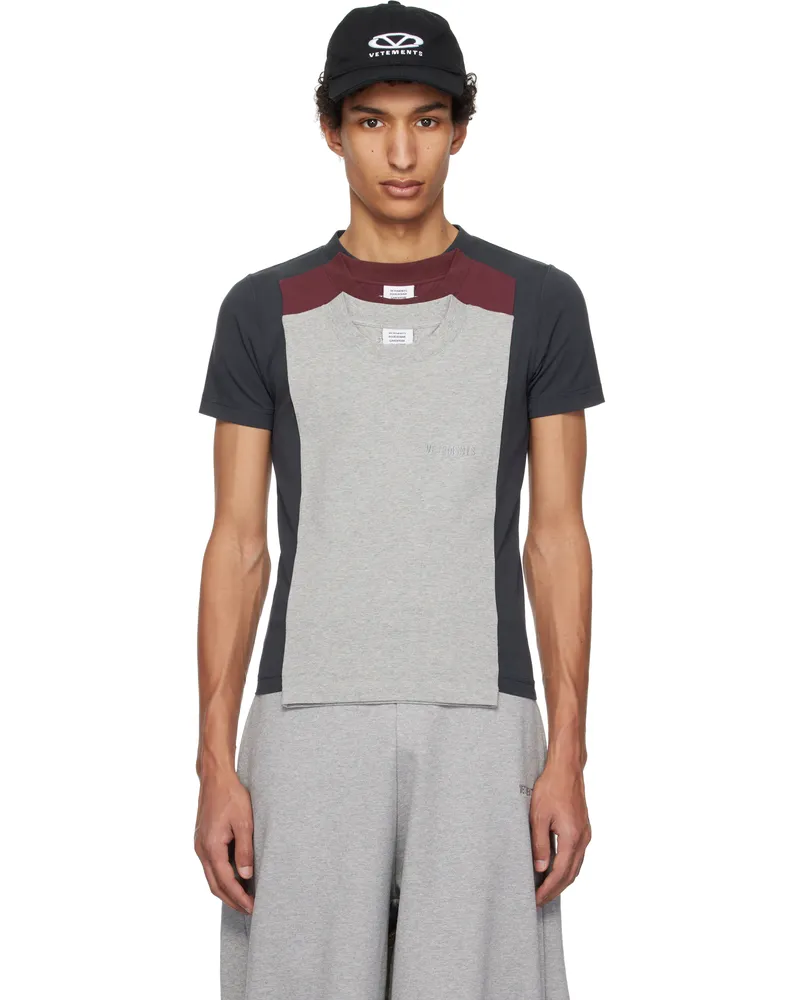 VETEMENTS Multicolor Runway Layered Fitted T-shirt Navy