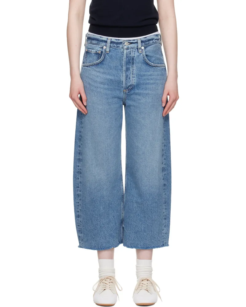 Citizens of humanity Blue Ayla Raw Hem Crop Jeans Telegraph