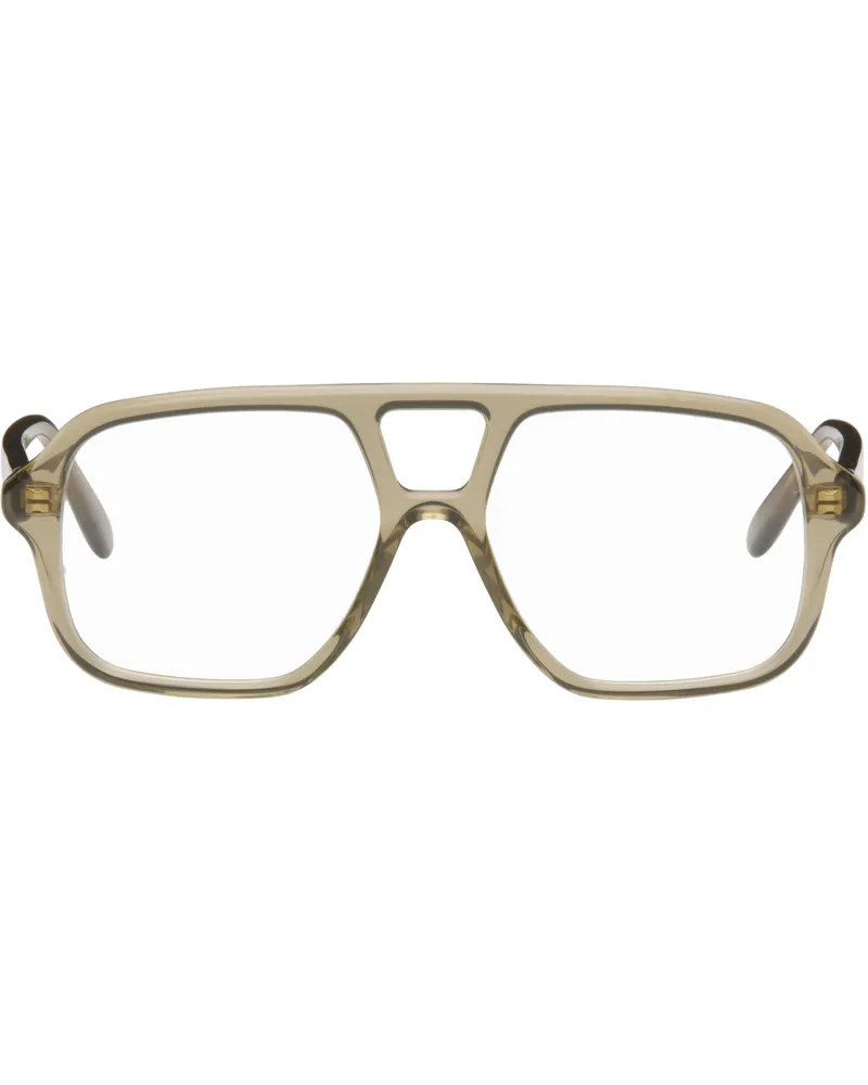 Loewe Green Slim Aviator Glasses Shiny