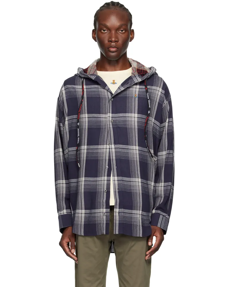 Vivienne Westwood Navy Rib Hoodie Shirt Aw24-navy