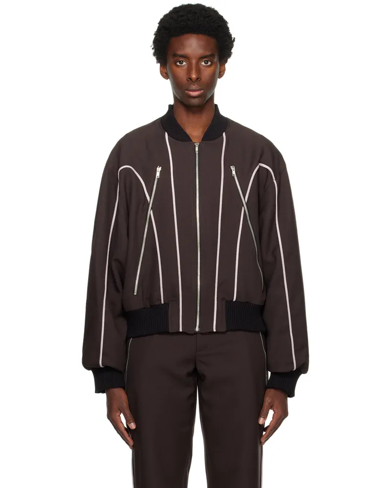 GmbH Brown Zip Bomber Jacket Brown