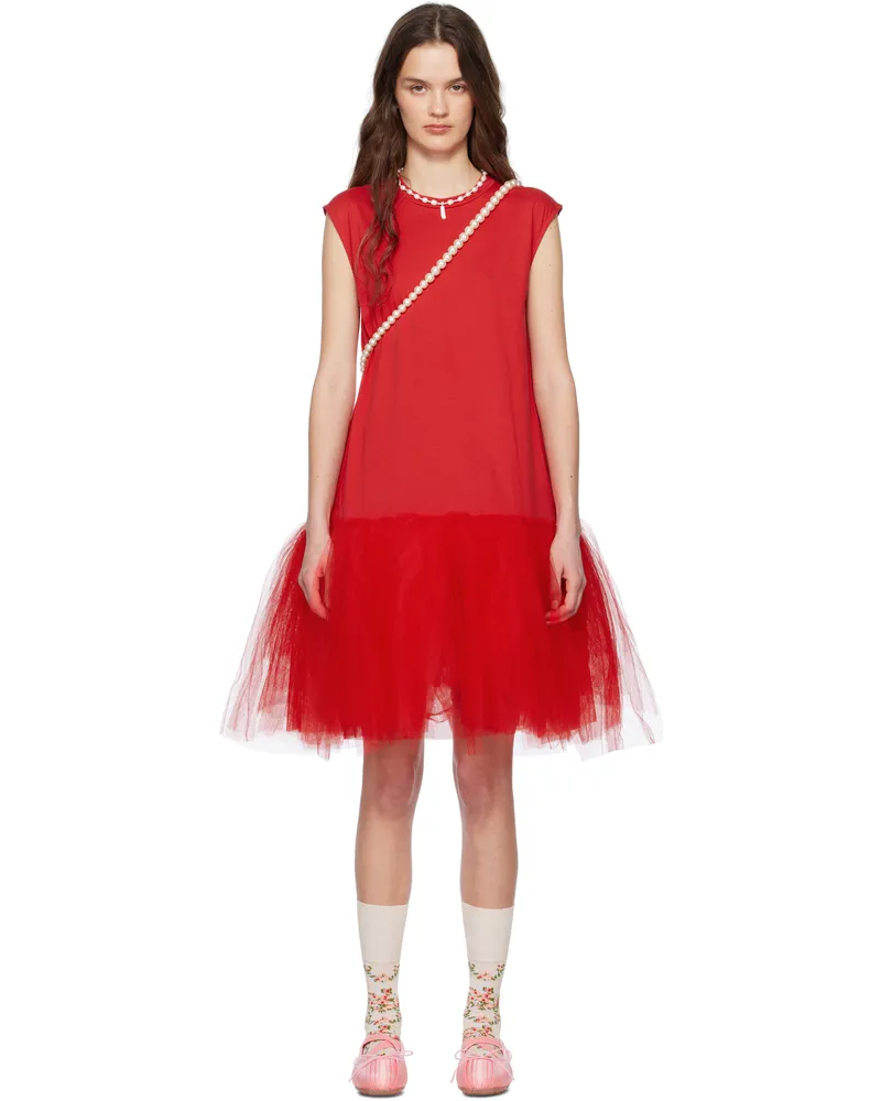 Simone Rocha Red Relaxed Ballet Tutu Midi Dress Red