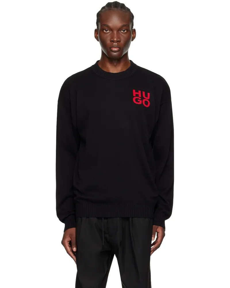 HUGO BOSS Black Intarsia Sweater 001-black