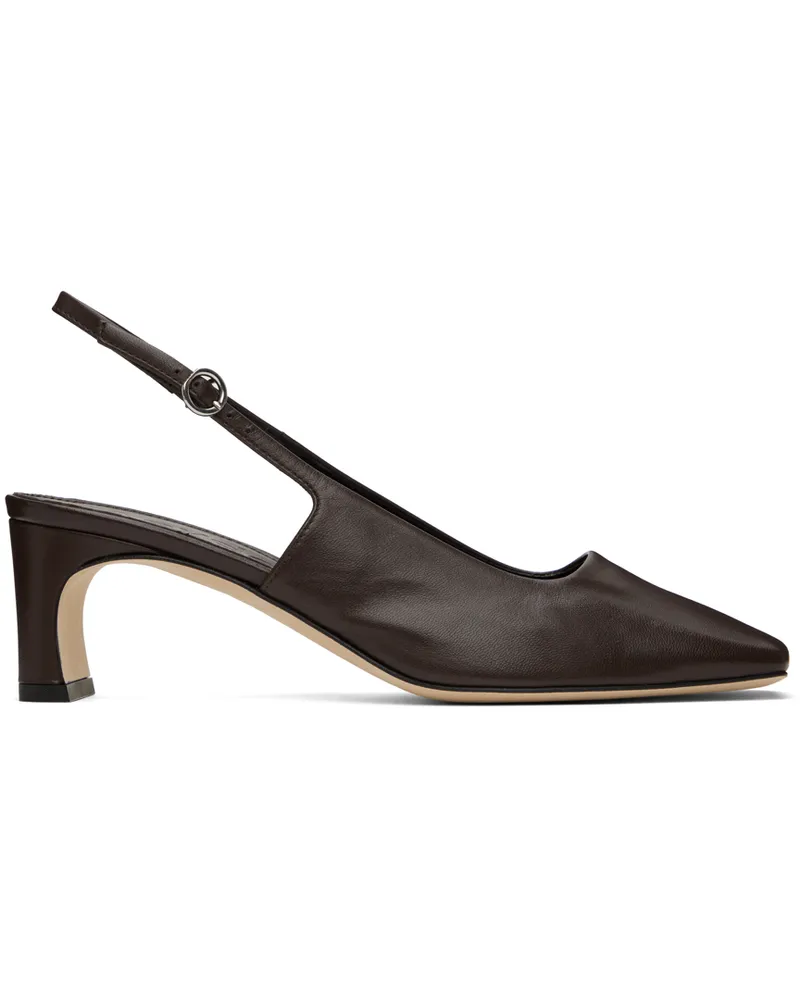 aeyde Brown Eliza Slingback Heels Moka