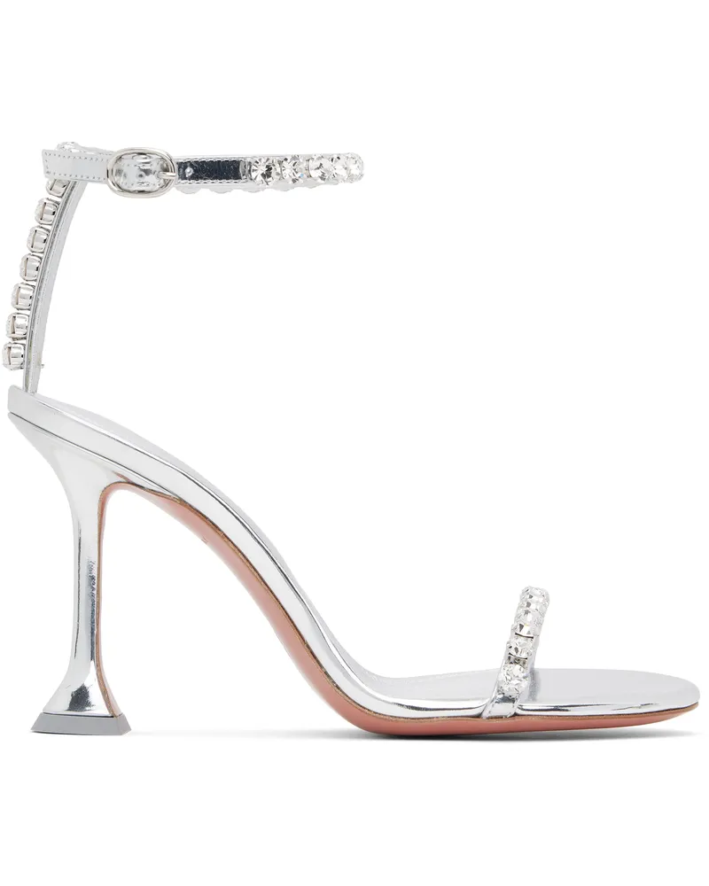 Amina Muaddi Silver Gigi 95 Heeled Sandals Mirror