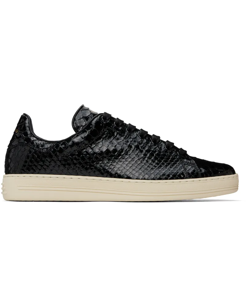 Tom Ford Black Stamped Python Warwick Sneakers Black