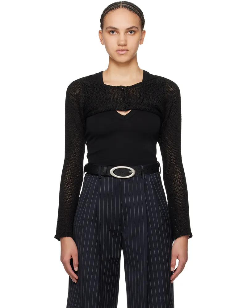 OPEN YY SSENSE Exclusive Black Bolero Cardigan Black