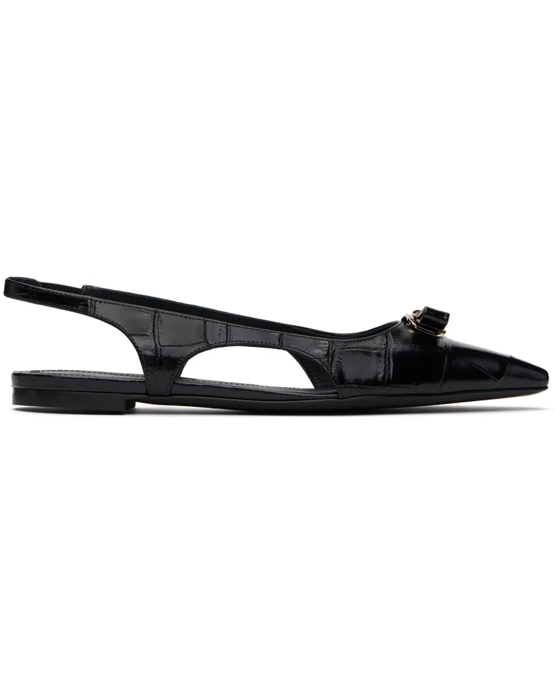 Ferragamo Black Mini Bow Ballet Flats 001