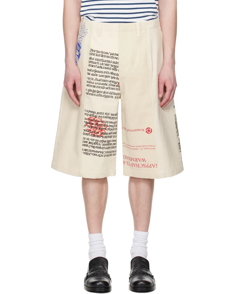Marine Serre Beige Regenerated Tote Bags Cargo Shorts Wh30
