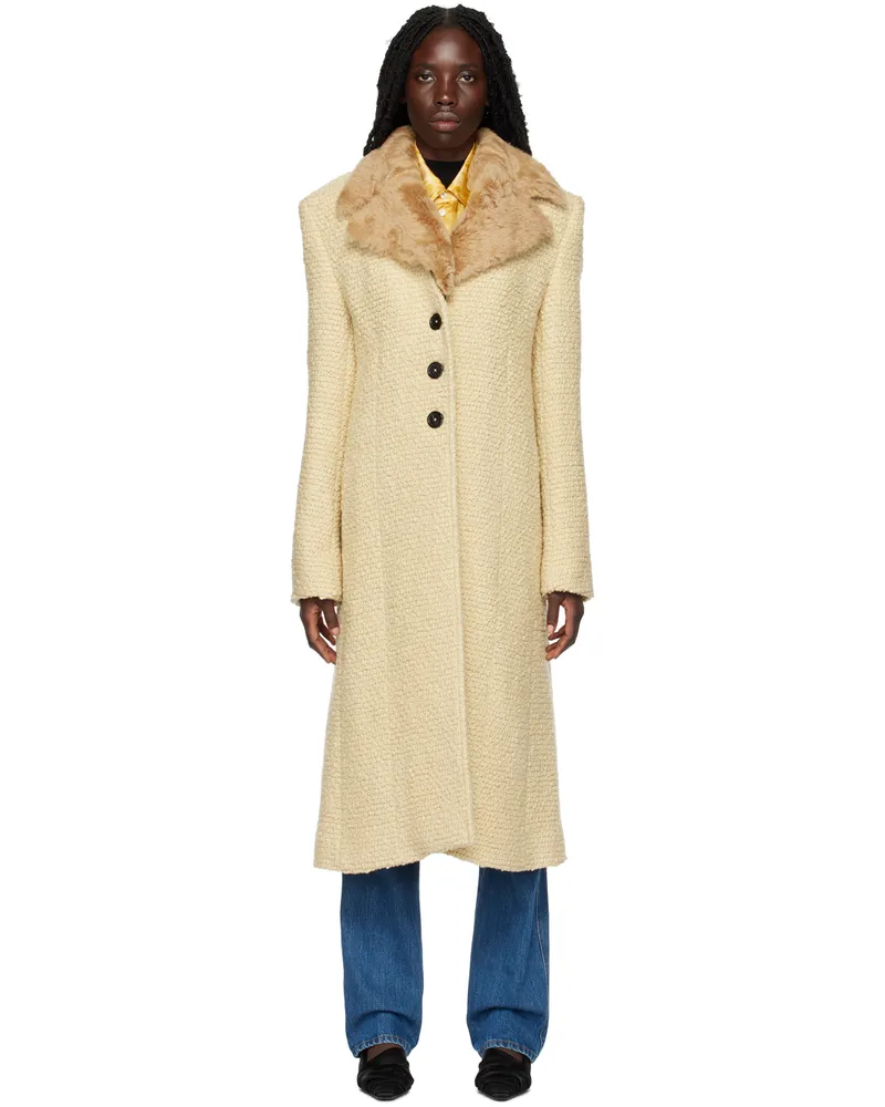 KWAIDAN EDITIONS Beige Notched Lapel Coat Yellow
