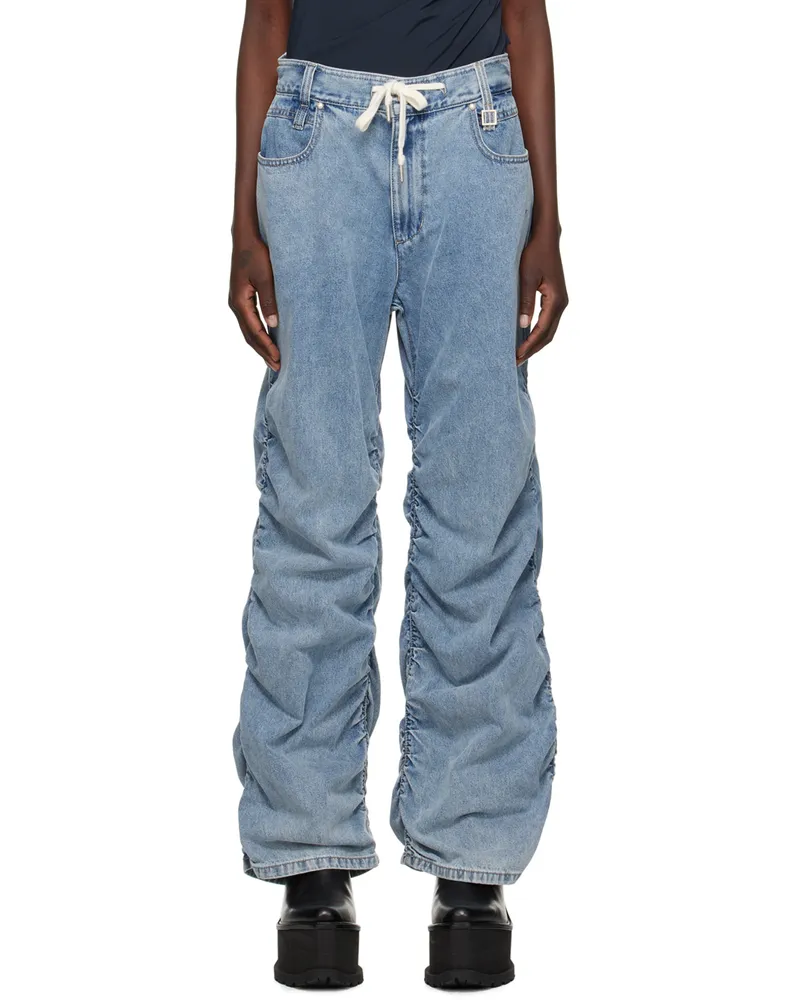 Wooyoungmi Blue Shirring Jeans Blue