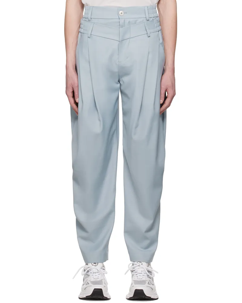 Feng Chen Wang Gray Double Waistband Trousers Grey