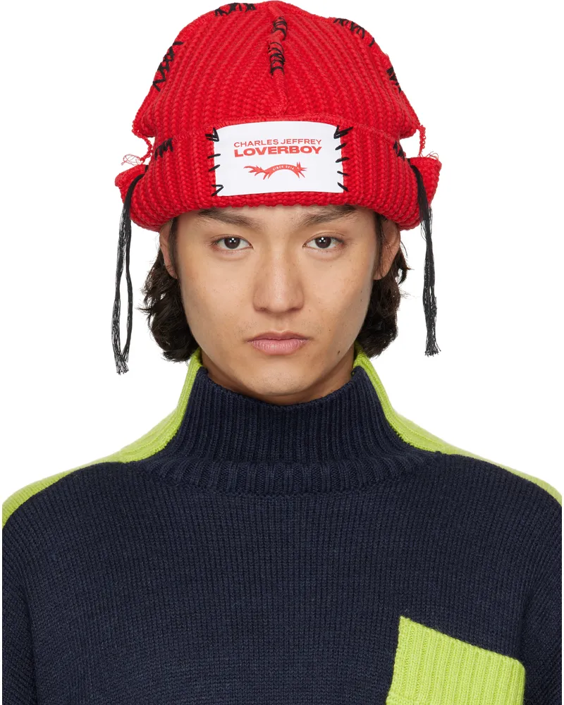 Charles Jeffrey Loverboy SSENSE Exclusive Red Carolean Beanie Red