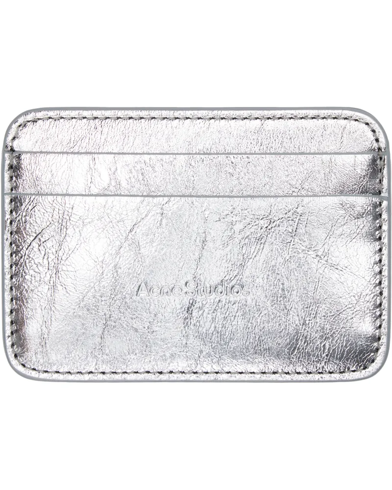 Acne Studios Silver Embossed-Logo Card Holder Aae