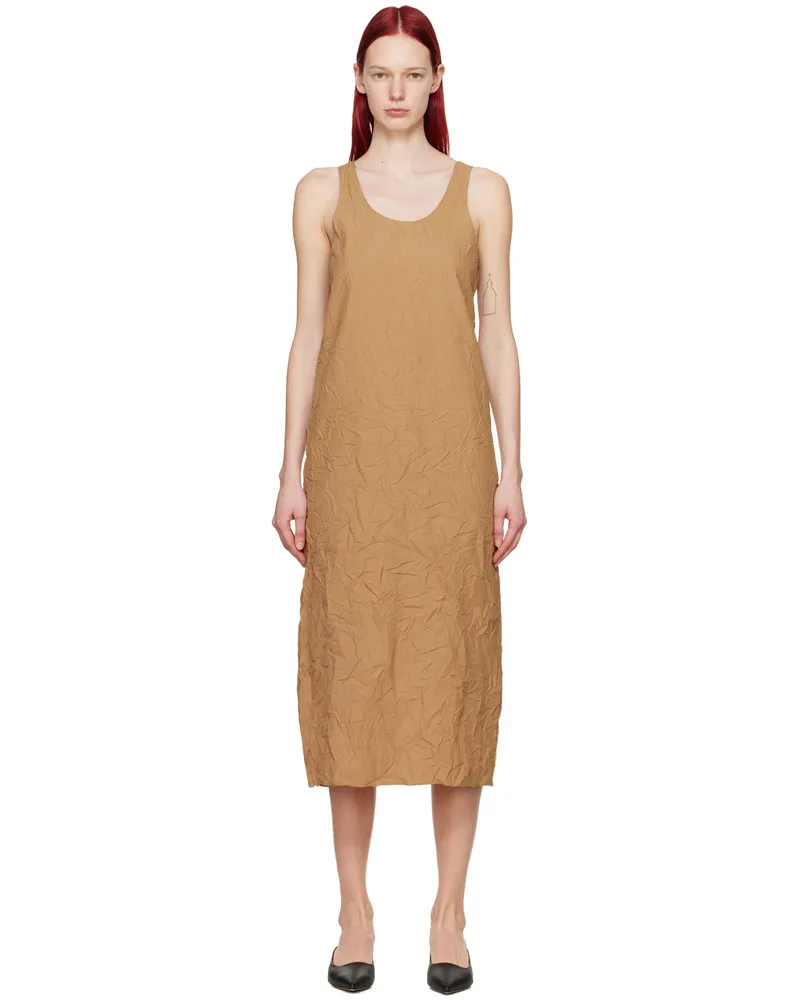 AURALEE Brown Wrinkled Midi Dress Brown
