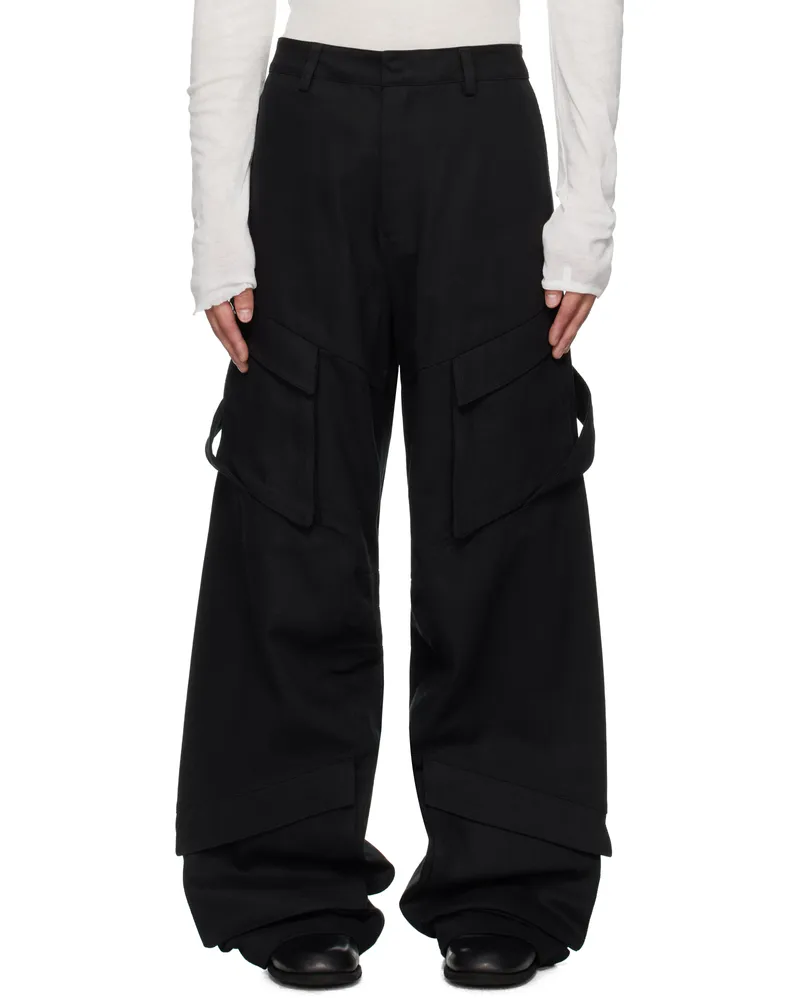 Heliot Emil Black Cellulae Cargo Pants Nylon