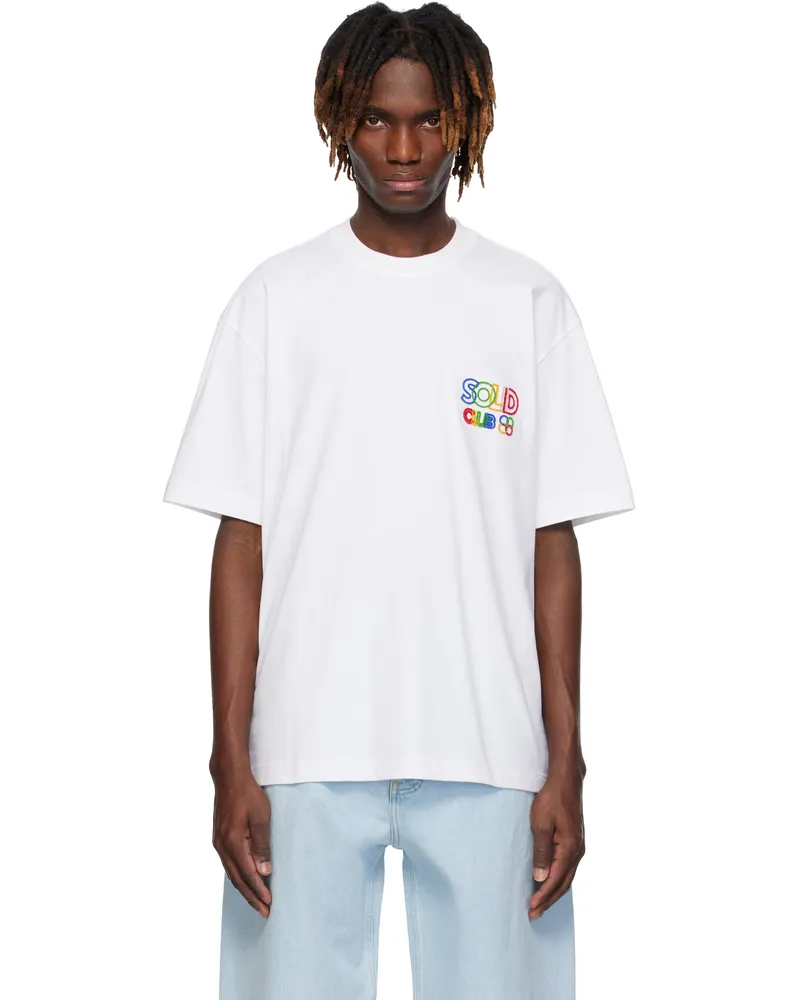 SOLID HOMME White Flocked-Logo T-shirt 623w