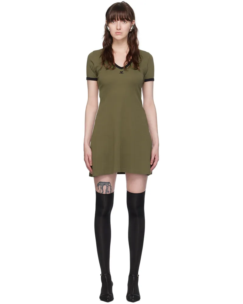 Courrèges Green V-Neck Minidress B133